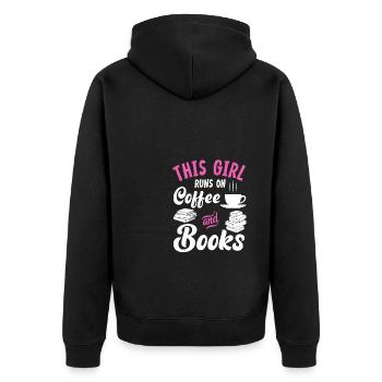 Kaffeebuch-liebhaber-frau, Die Dieses Mädchen Auf - Unisex Premium Bio Zip Hoodie - Schwarz - Hinten - Nico (187cm)