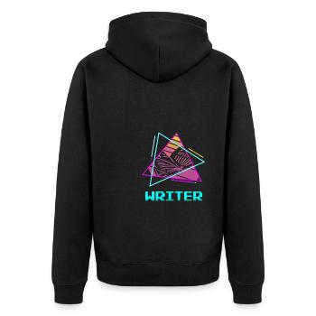 Retro Vintage Writer Professor Book Writing - Unisex Premium Organic Zip Hoodie - black - Back - Nico (187cm)