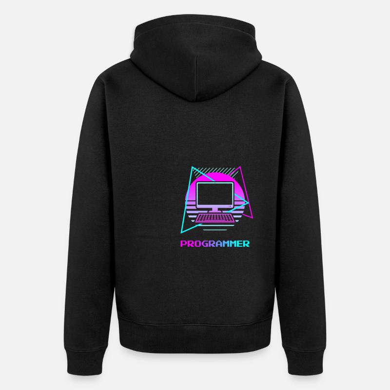 Retro Programmer Computer Programming - Unisex Premium Bio Zip Hoodie - Schwarz