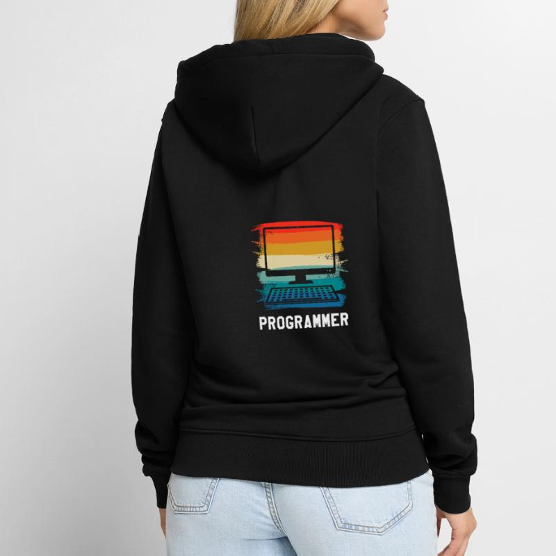 Retro Vintage Programmer Computer Programming Unisex Premium Bio Zip Hoodie