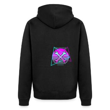 Retro Vintage Classic Mechanic Mechanical - Unisex Premium Organic Zip Hoodie - black - Back - Nico (187cm)