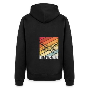 Holz Versteher - Forstwirtschaft Försterkleidung T - Unisex Premium Bio Zip Hoodie - Schwarz - Hinten - Nico (187cm)
