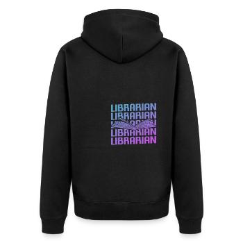 Retro Vintage Classic Librarian Book Library - Unisex Premium Bio Zip Hoodie - Schwarz - Hinten - Nico (187cm)