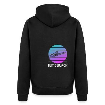 Retro Vintage Classic Lumberjack Woodworking - Unisex Premium Bio Zip Hoodie - Schwarz - Hinten - Nico (187cm)