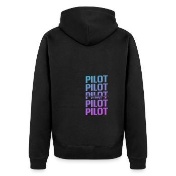 Retro Vintage Classic Pilot Aviation - Unisex Premium Organic Zip Hoodie - black - Back - Nico (187cm)