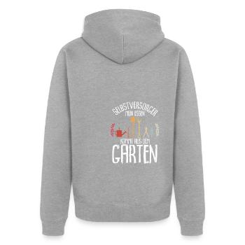 Selbstversorger Mein Essen Kommt Aus Dem Garten - - Unisex Premium Bio Zip Hoodie - Grau meliert - Hinten - Nico (187cm)