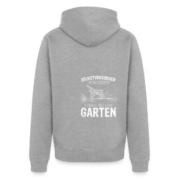 Selbstversorger Mein Essen Kommt Aus Dem Garten - - Unisex Premium Bio Zip Hoodie - Grau meliert - Hinten - Nico (187cm)