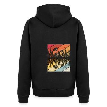 Wald Forrest Camping Vintage Baum Design Retro Lie - Unisex Premium Bio Zip Hoodie - Schwarz - Hinten - Nico (187cm)