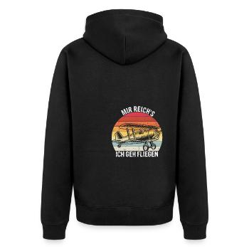 Mir Reichts Ich Geh Helikopter fliegen - Hubschrau - Unisex Premium Bio Zip Hoodie - Schwarz - Hinten - Nico (187cm)