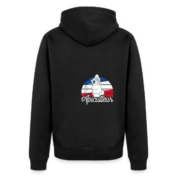 Drapeau Français Apiculture Apiculteur - Unisex Premium Bio Zip Hoodie - Schwarz - Hinten - Nico (187cm)