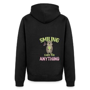 Sourire peut tout réparer - Grinning Quokka - Veste à capuche bio Premium Unisexe - noir - Dos - Nico (187cm)