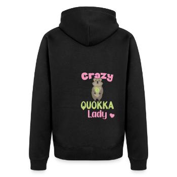 Crazy Quokka Lady / Grinsendes Quokka - Veste à capuche bio Premium Unisexe - noir - Dos - Nico (187cm)