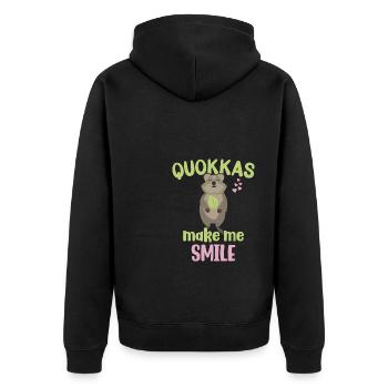 Les quokkas me rendent heureux - Grinning Quokka - Veste à capuche bio Premium Unisexe - noir - Dos - Nico (187cm)