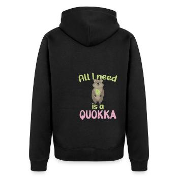 Tout ce dont j’ai besoin est un Quokka / Grinsendes Quokka - Veste à capuche bio Premium Unisexe - noir - Dos - Nico (187cm)