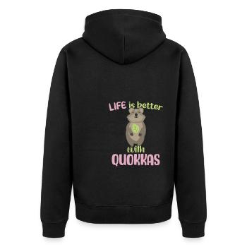 La vie est meilleure avec Quokkas - Grinning Quokka - Veste à capuche bio Premium Unisexe - noir - Dos - Nico (187cm)