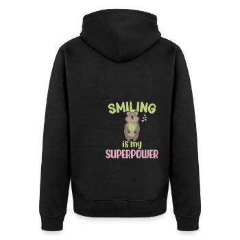 Sourire est mon superpouvoir - Grinning Quokka - Veste à capuche bio Premium Unisexe - noir - Dos - Nico (187cm)