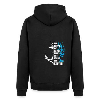 Kapitän hat Recht Schiff Kapitän Segeln Geschenk - Unisex Premium Bio Zip Hoodie - Schwarz - Hinten - Nico (187cm)