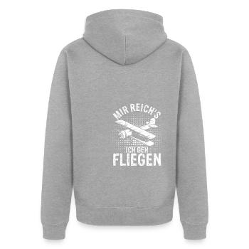 Helikopter Hubschrauber Spruch Abheben Flugzeug He - Unisex Premium Bio Zip Hoodie - Grau meliert - Hinten - Nico (187cm)