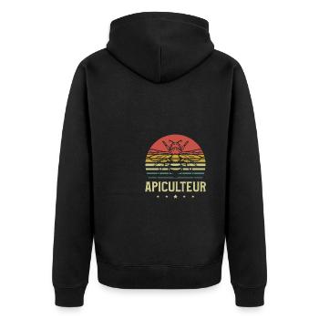 Drapeau Français Apiculture Apiculteur - Unisex Premium Bio Zip Hoodie - Schwarz - Hinten - Nico (187cm)