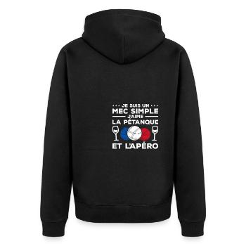 Je Suis Un Mec Simple J'aime La Pétanque Et - Unisex Premium Bio Zip Hoodie - Schwarz - Hinten - Nico (187cm)