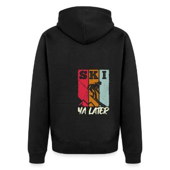 Vintage Ski Ya Later Retro Skifahrer Skifahrer Ges - Unisex Premium Bio Zip Hoodie - Schwarz - Hinten - Nico (187cm)