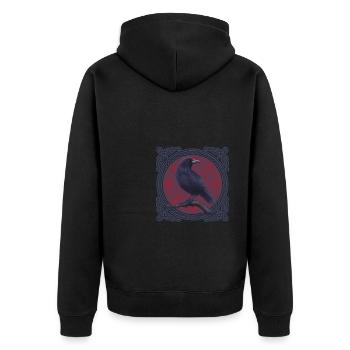 Rabe Krähe Keltisch - Unisex Premium Bio Zip Hoodie - Schwarz - Hinten - Nico (187cm)