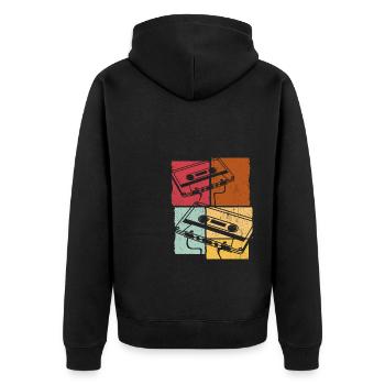 Retro Kassette Musikkassette - Vintage Tape Gesche - Unisex Premium Bio Zip Hoodie - Schwarz - Hinten - Nico (187cm)