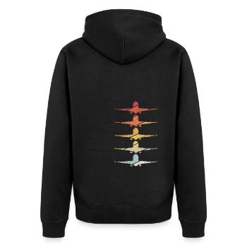 Retro Flugzeugführer Fliegen Vintage Flugzeug Pilo - Unisex Premium Bio Zip Hoodie - Schwarz - Hinten - Nico (187cm)