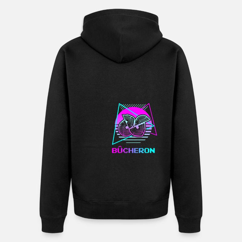 Retro Bûcheron Travail Du Bois - Veste à capuche bio Premium Unisexe - noir
