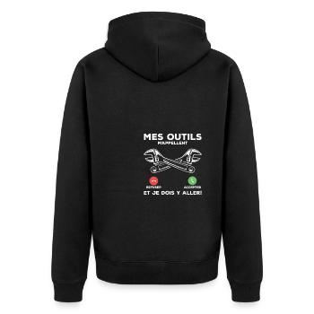 Mes Outils M'Appellent Et Je Dois Y Aller - Veste à capuche bio Premium Unisexe - noir - Dos - Nico (187cm)