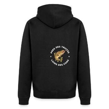 Pres Des Truites Loins Des Cons Pêcheur Truite - Veste à capuche bio Premium Unisexe - noir - Dos - Nico (187cm)