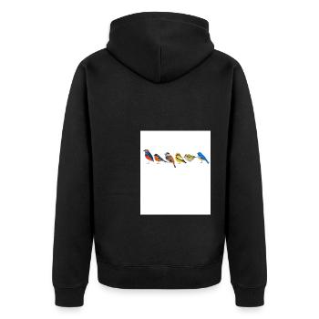 Vogelmotiv Vögel Amsel Rotkehlchen Geschenk Vogelf - Unisex Premium Bio Zip Hoodie - Schwarz - Hinten - Nico (187cm)
