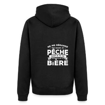 Ne Me Dérange Pas Quand Je Pêch Amateur De Bière - Veste à capuche bio Premium Unisexe - noir - Dos - Nico (187cm)