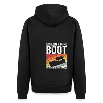 Boot Yacht Jolle Kajak Fan Geschenk Kapitän Schiff - Unisex Premium Bio Zip Hoodie - Schwarz - Hinten - Nico (187cm)