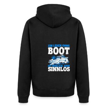 Boot Yacht Jolle Kajak Fan Geschenk Kapitän Schiff - Unisex Premium Bio Zip Hoodie - Schwarz - Hinten - Nico (187cm)