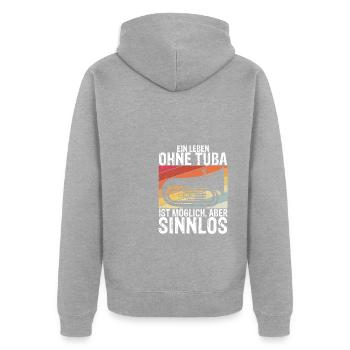 Ein Leben Ohne Tuba Ist Möglich Aber Sinnlos Tubis - Unisex Premium Bio Zip Hoodie - Grau meliert - Hinten - Nico (187cm)