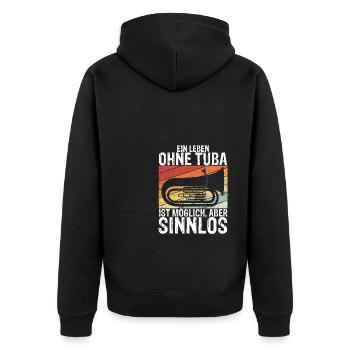 Ein Leben Ohne Tuba Ist Möglich Aber Sinnlos Tubis - Unisex Premium Bio Zip Hoodie - Schwarz - Hinten - Nico (187cm)