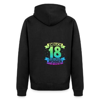 Endlich 18 Geburtstag Feiern Geschenkidee Geburtst - Unisex Premium Bio Zip Hoodie - Schwarz - Hinten - Nico (187cm)