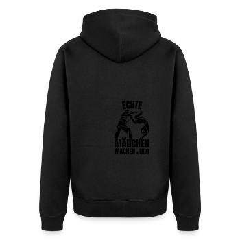 Kampfsport Echte Mädchen machen Judo - Unisex Premium Bio Zip Hoodie - Schwarz - Hinten - Nico (187cm)