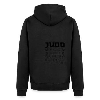 Judo die Kunst Kleider zu falten in denen noch - Unisex Premium Bio Zip Hoodie - Schwarz - Hinten - Nico (187cm)