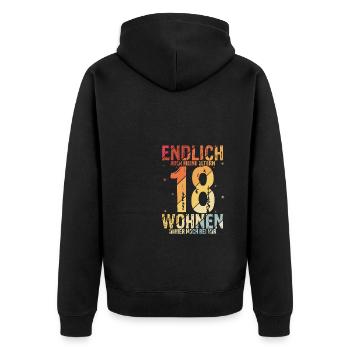 Endlich 18 Geburtstag Feiern Geschenkidee Geburtst - Unisex Premium Bio Zip Hoodie - Schwarz - Hinten - Nico (187cm)