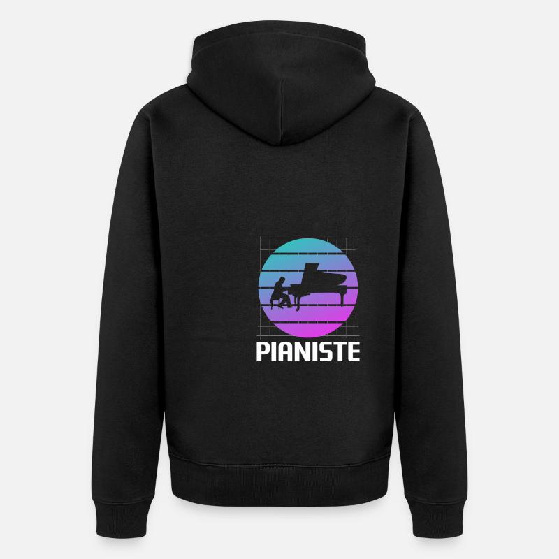 Retro Pianiste Instrument Piano - Veste à capuche bio Premium Unisexe - noir