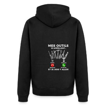 Mes Outils M'Appellent Et Je Dois Y Aller - Veste à capuche bio Premium Unisexe - noir - Dos - Nico (187cm)