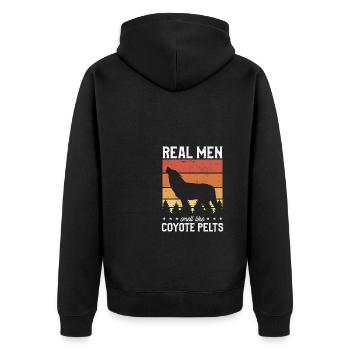 Echte Männer riechen wie Kojote Haustiere Jäger Kojoten - Unisex Premium Bio Zip Hoodie - Schwarz - Hinten - Nico (187cm)