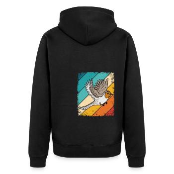 Rotkehlchen Vogelfreund Vogelfan Retro Natur Liebh - Unisex Premium Bio Zip Hoodie - Schwarz - Hinten - Nico (187cm)