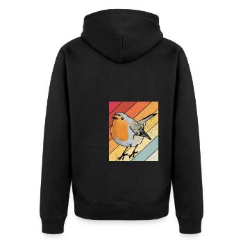 Rotkehlchen Vogelfreund Vogelfan Design Natur Lieb - Unisex Premium Bio Zip Hoodie - Schwarz - Hinten - Nico (187cm)