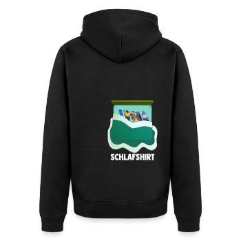 Schlafshirt Vogelmotiv Amsel Rotkehlchen Vogel Lie - Unisex Premium Bio Zip Hoodie - Schwarz - Hinten - Nico (187cm)