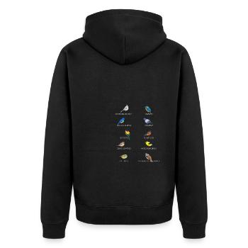 Vogelmotiv Vögel Amsel Rotkehlchen Geschenk Naturs - Unisex Premium Bio Zip Hoodie - Schwarz - Hinten - Nico (187cm)