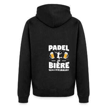 Padel Et Bière C'est Pour Ça Que Je Suis Là - Veste à capuche bio Premium Unisexe - noir - Dos - Nico (187cm)