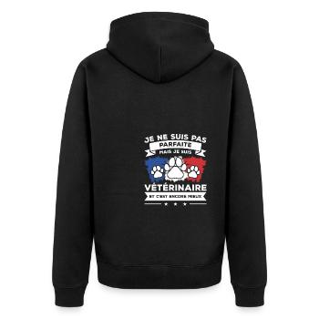 Je Ne Suis Pas Parfaite Mais Je Suis Vétérinaire - Veste à capuche bio Premium Unisexe - noir - Dos - Nico (187cm)